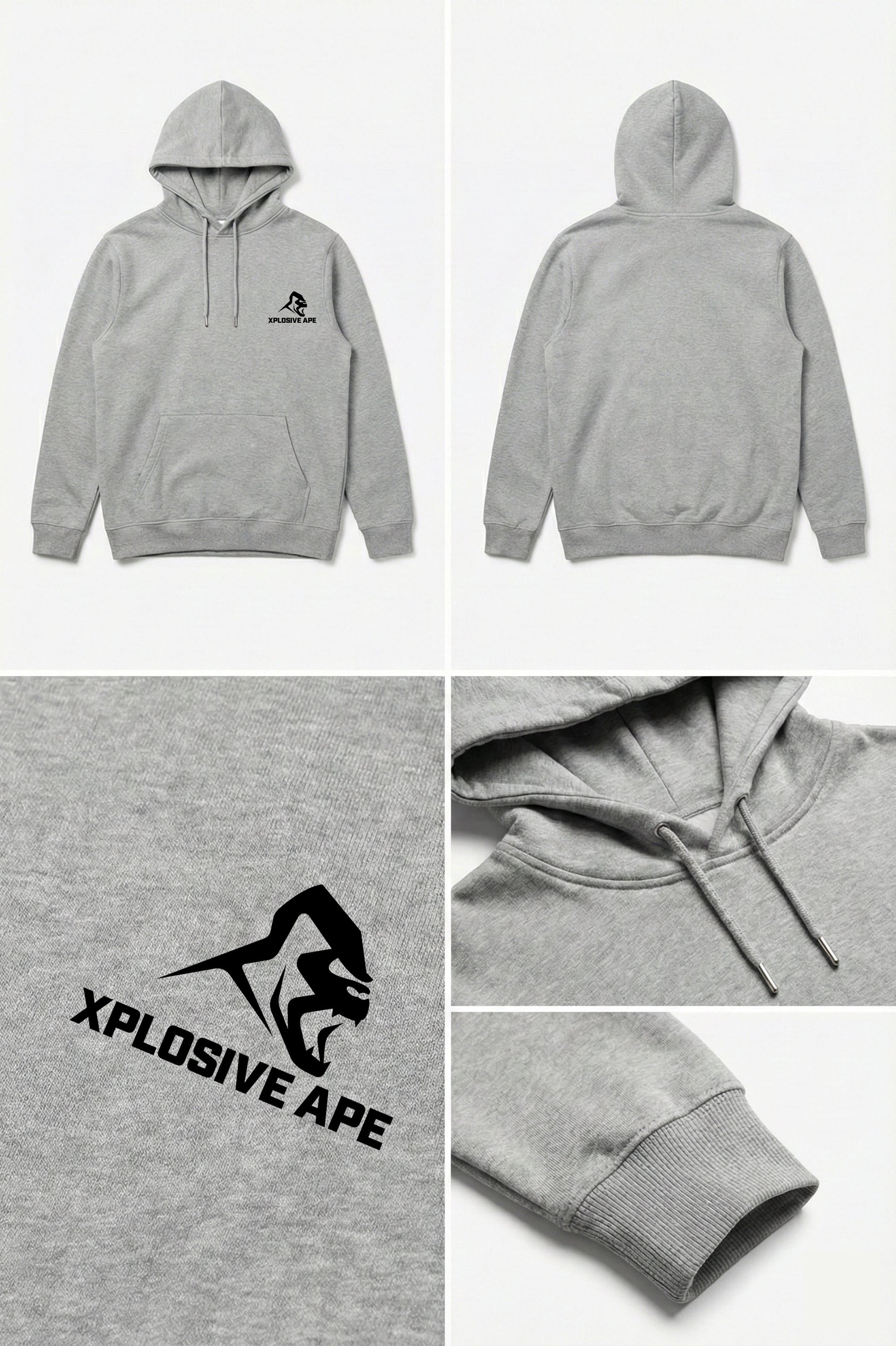 XAPE Classic V2 String Hoodie - Heather Grey