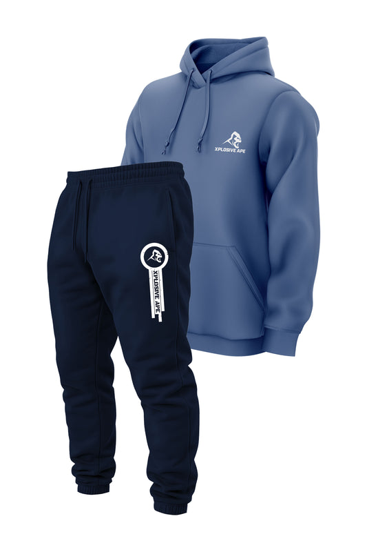 XAPE Classic V2 String Hoodie & Panelled V2 Joggers Combo - Sky/Navy