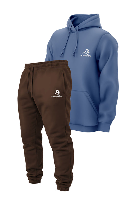 XAPE Classic V2 String Hoodie & Prime Logo V2 Joggers Combo - Sky/Dark Brown