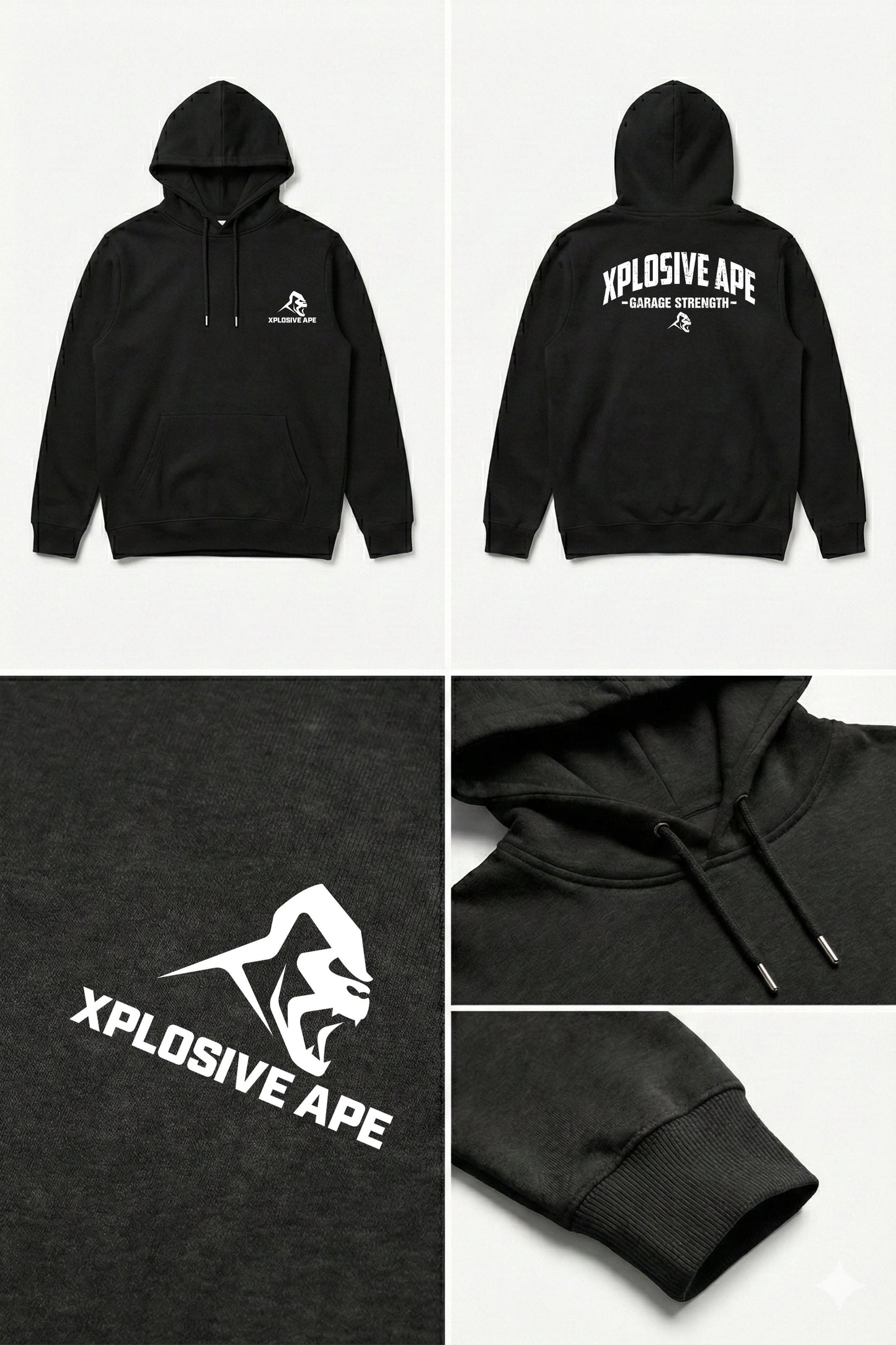 XAPE Garage Strength V2 String Hoodie - Black