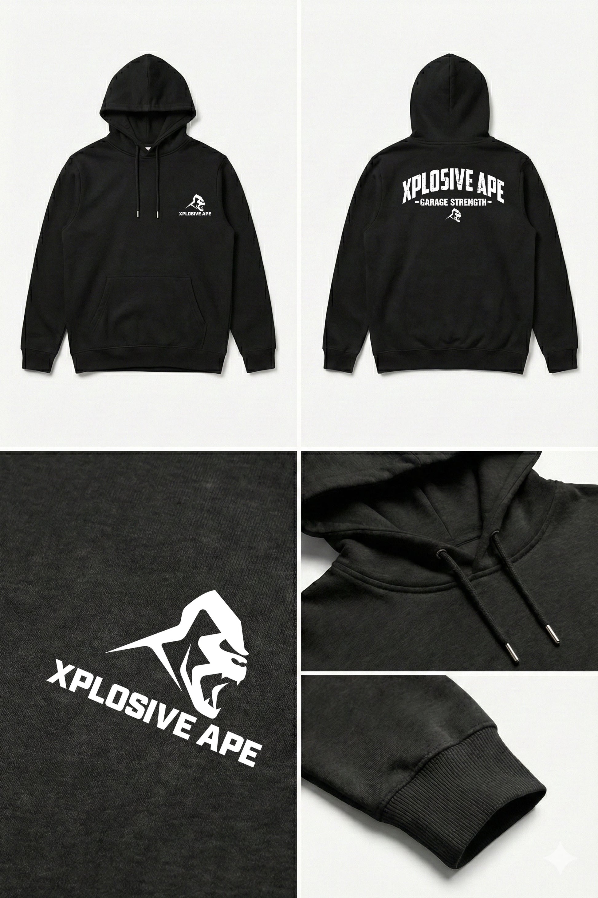 XAPE Garage Strength V2 String Hoodie - Black