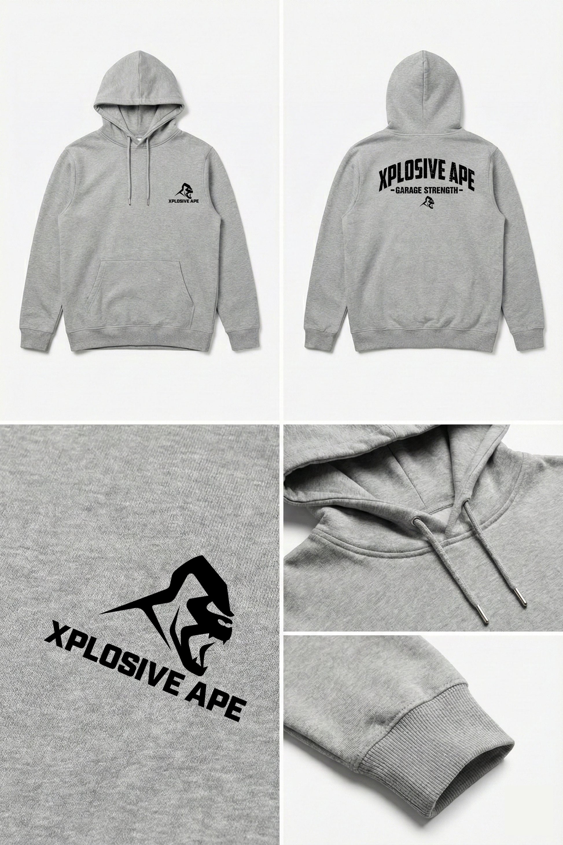 XAPE Garage Strength V2 String Hoodie - Sports Grey