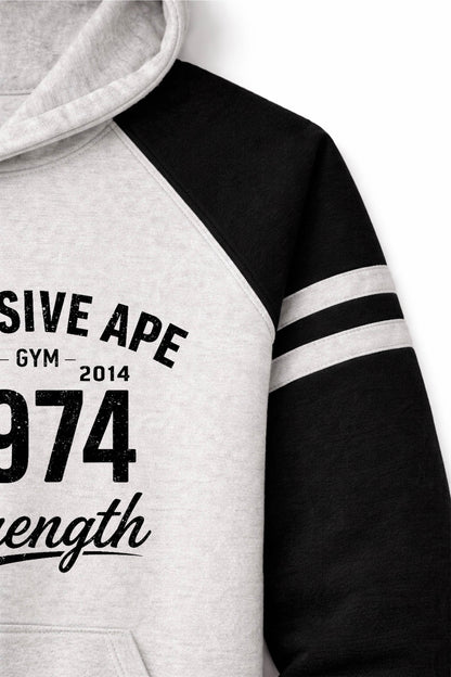 XAPE Heritage Script Raglan Hoodie - Oatmeal Heather/Black