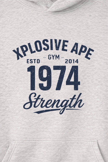 XAPE Heritage Script Raglan Hoodie - Oatmeal Heather/Indigo