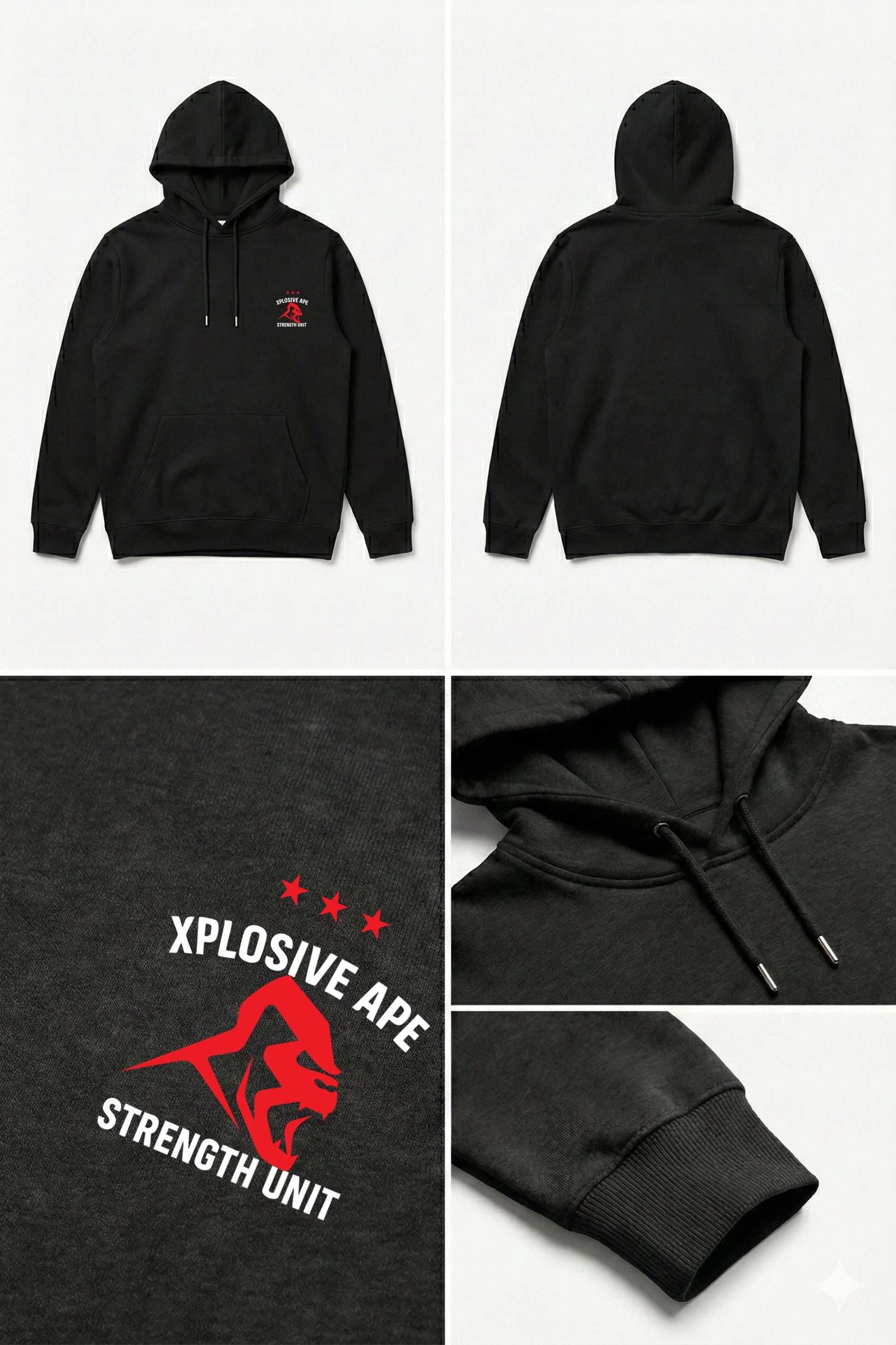 XAPE Strength Unit V2 String Hoodie - Black