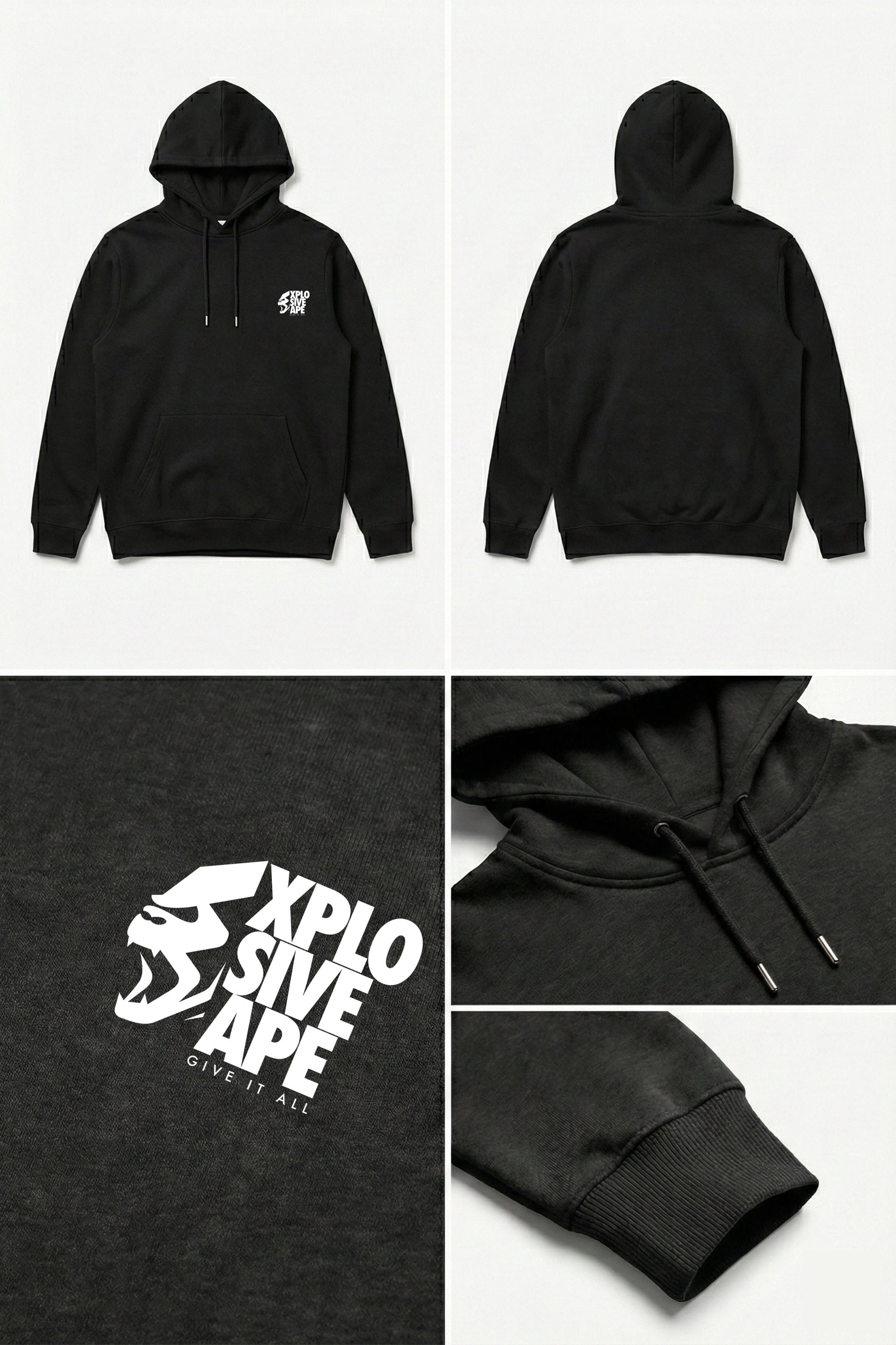 XAPE Ultimate Ape V2 String Hoodie - Black