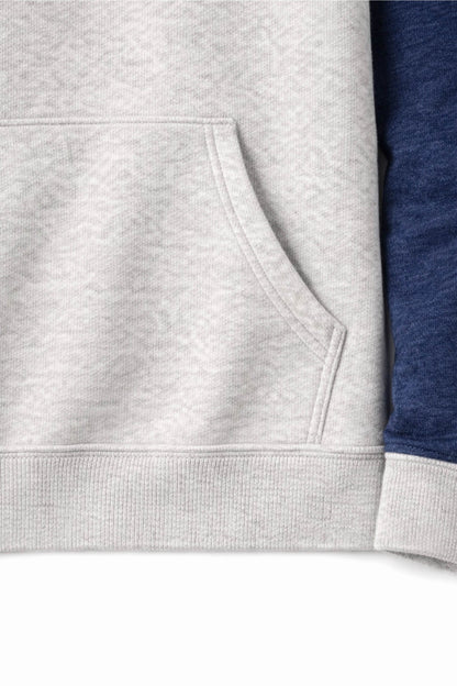 XAPE Varsity Fitness Raglan Hoodie - Oatmeal Heather/Indigo