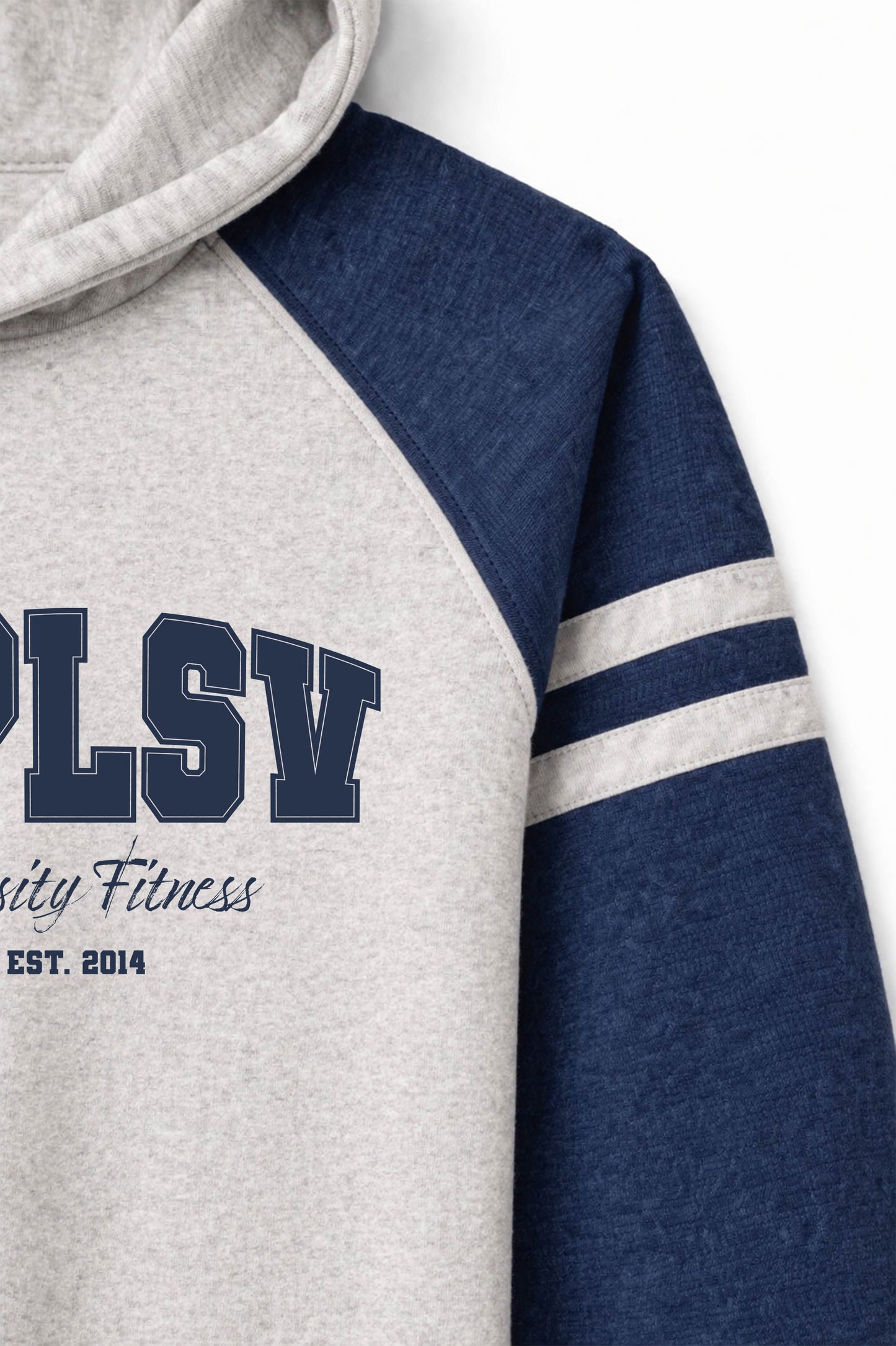 XAPE Varsity Fitness Raglan Hoodie - Oatmeal Heather/Indigo