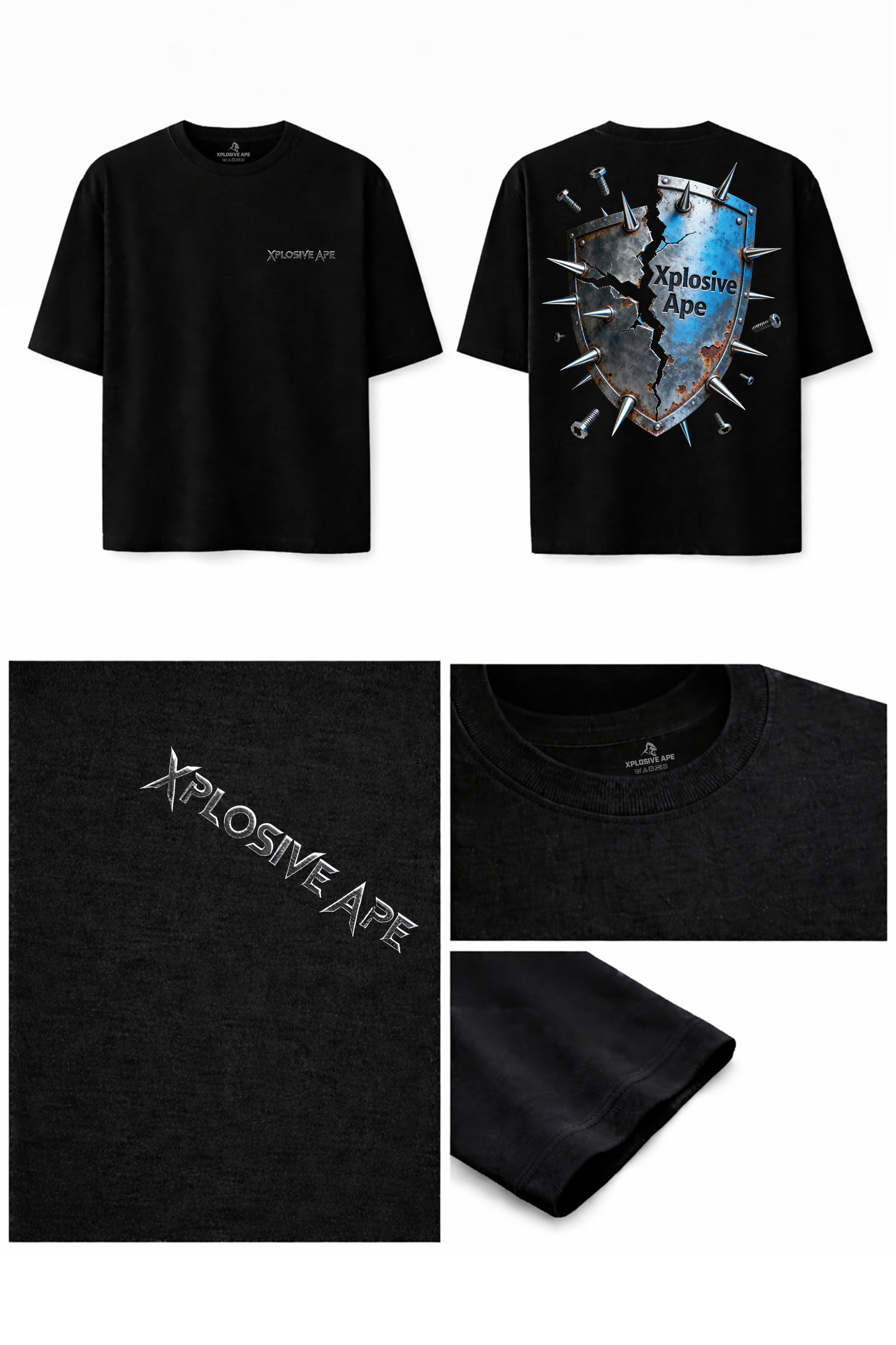 XAPE Warplate Shield Oversized Tee - Black