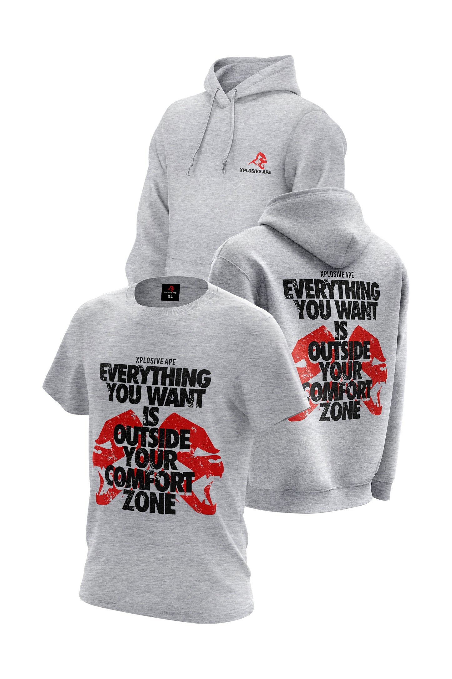 XAPE Zoned Hoodie & Tee Combo - Sports Grey