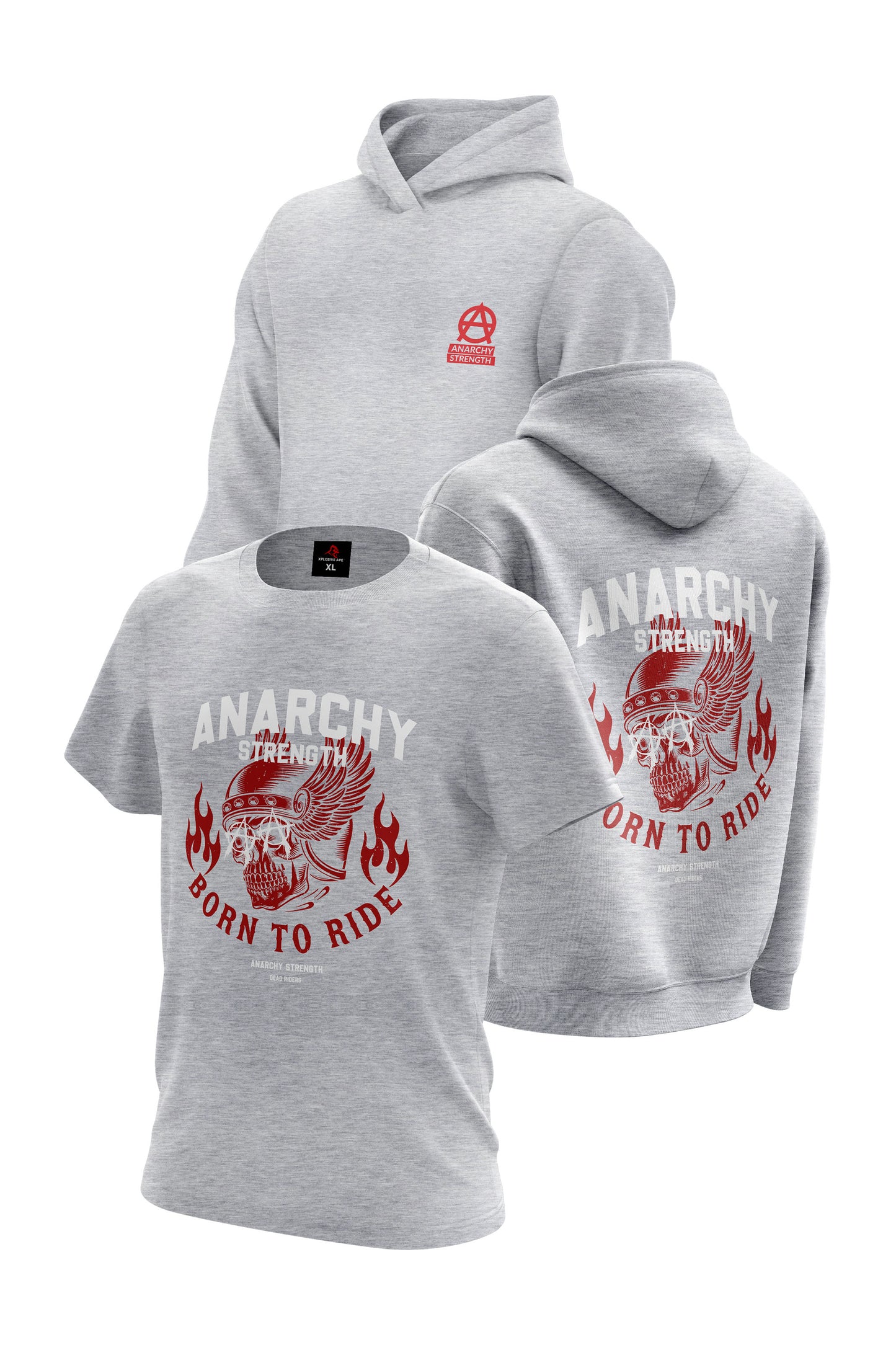 AS Born To Ride Hoodie & Tee Combo - Sports Grey