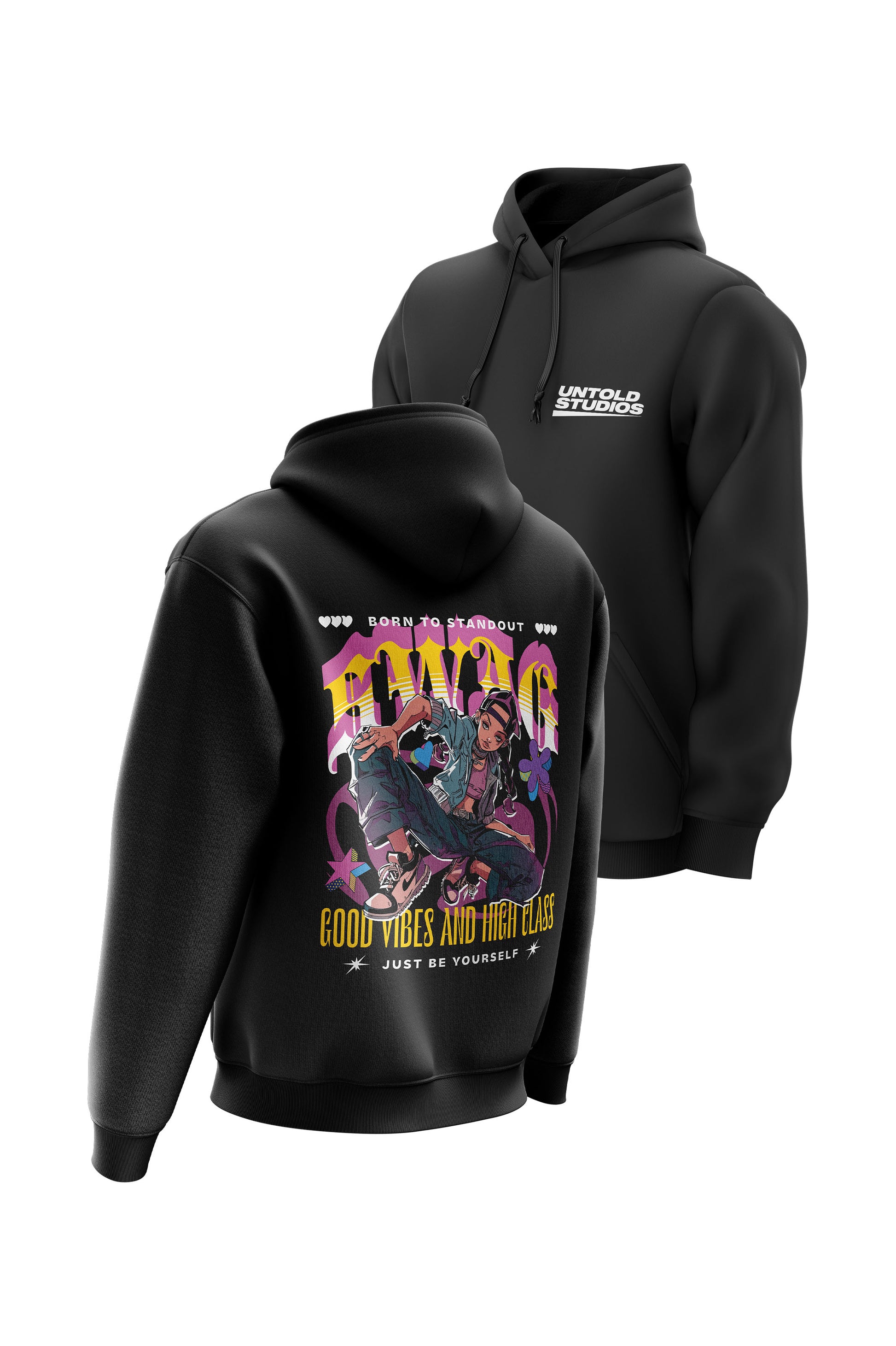 Untold Studios Born to Stand out Hoodie - Black