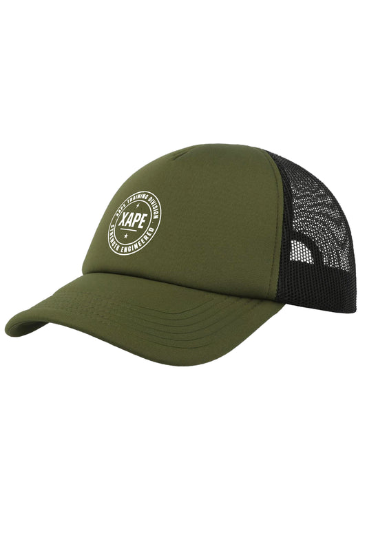 XAPE Classic Badge Logo Trucker Cap - Olive/Black