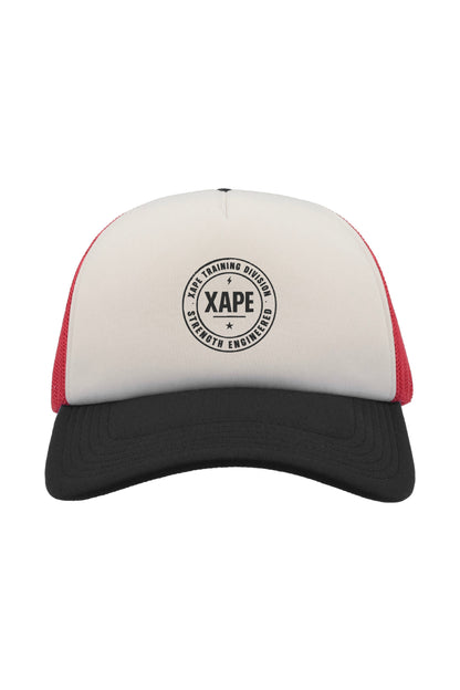 XAPE Classic Badge Logo Trucker Cap - White/Red/Black