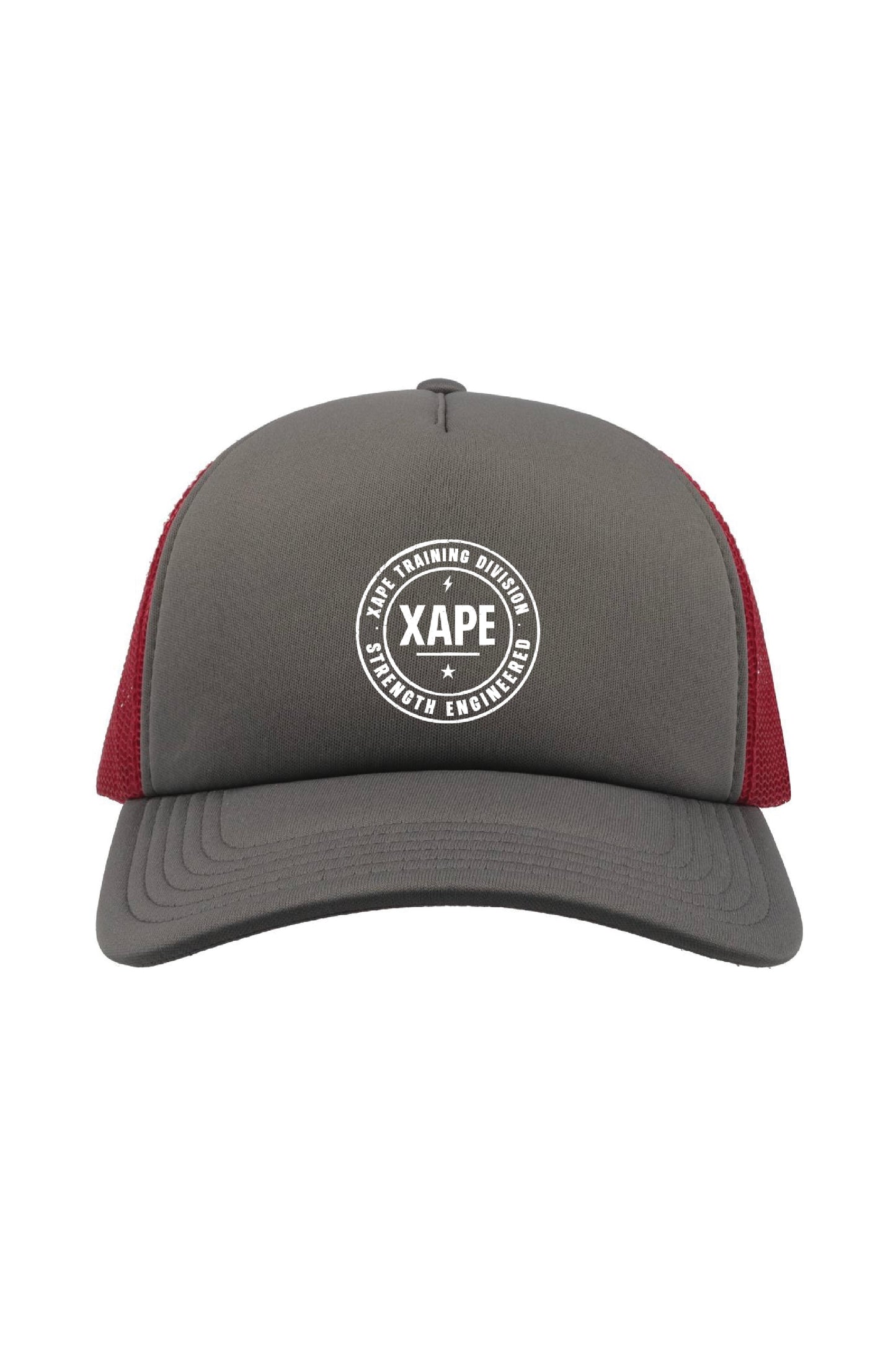 XAPE Classic Badge Logo Trucker Cap - Grey/Red