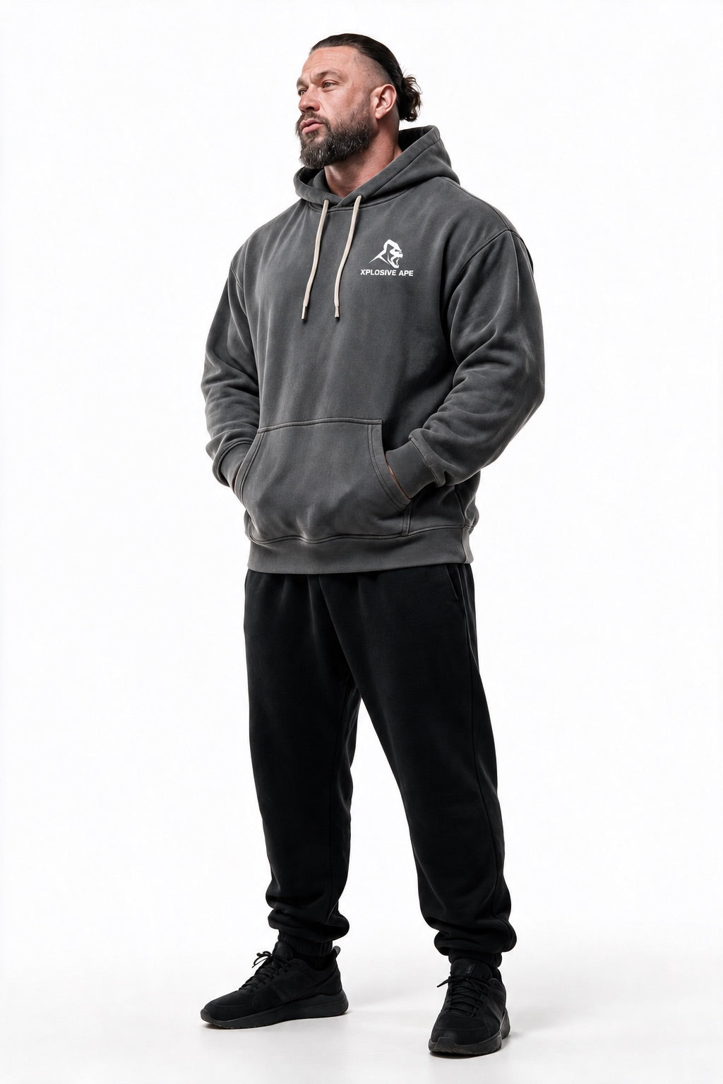 XAPE Vintage Wash String Hoodie - Charcoal