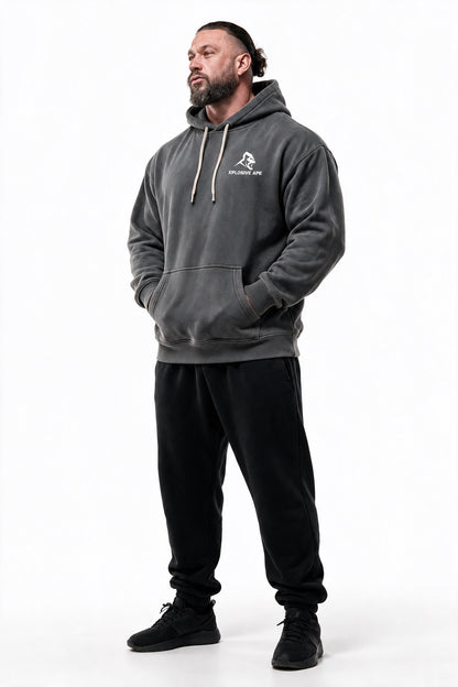 XAPE Vintage Wash String Hoodie - Charcoal