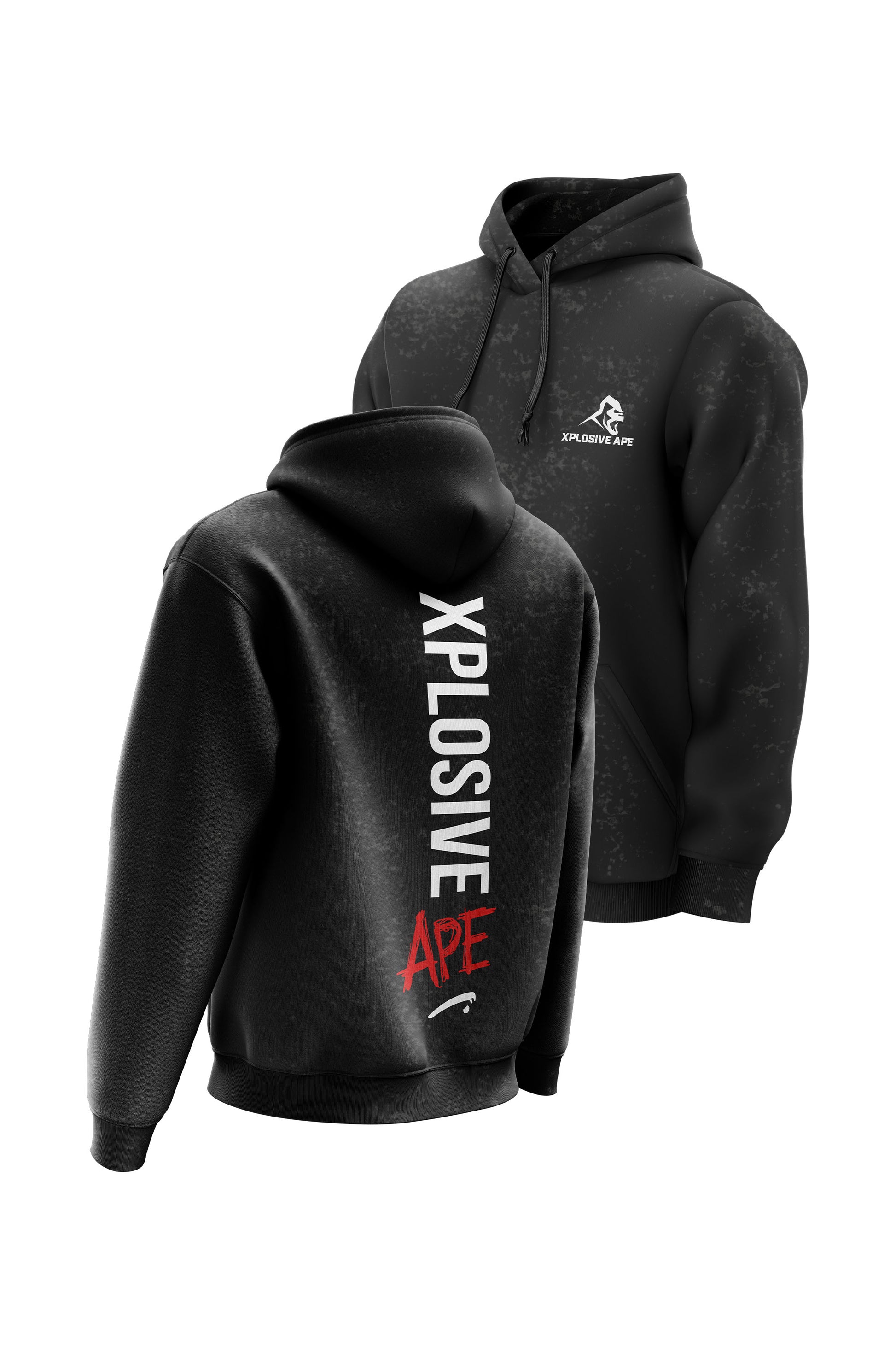 XAPE Graffiti Acid Wash Hoodie - Black