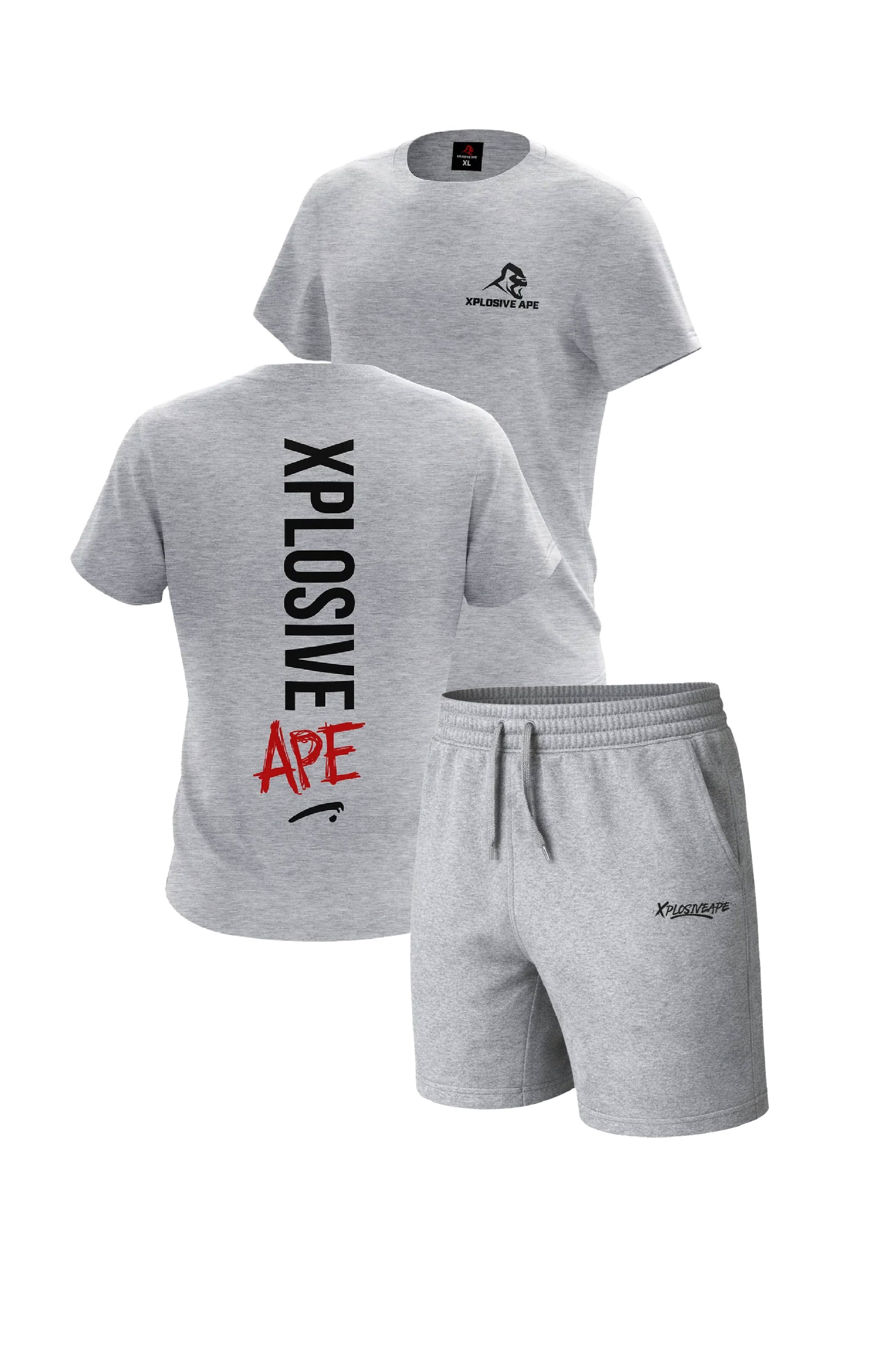 XAPE Graffiti Tee & Desolate Oversized Shorts Combo - Sports Grey