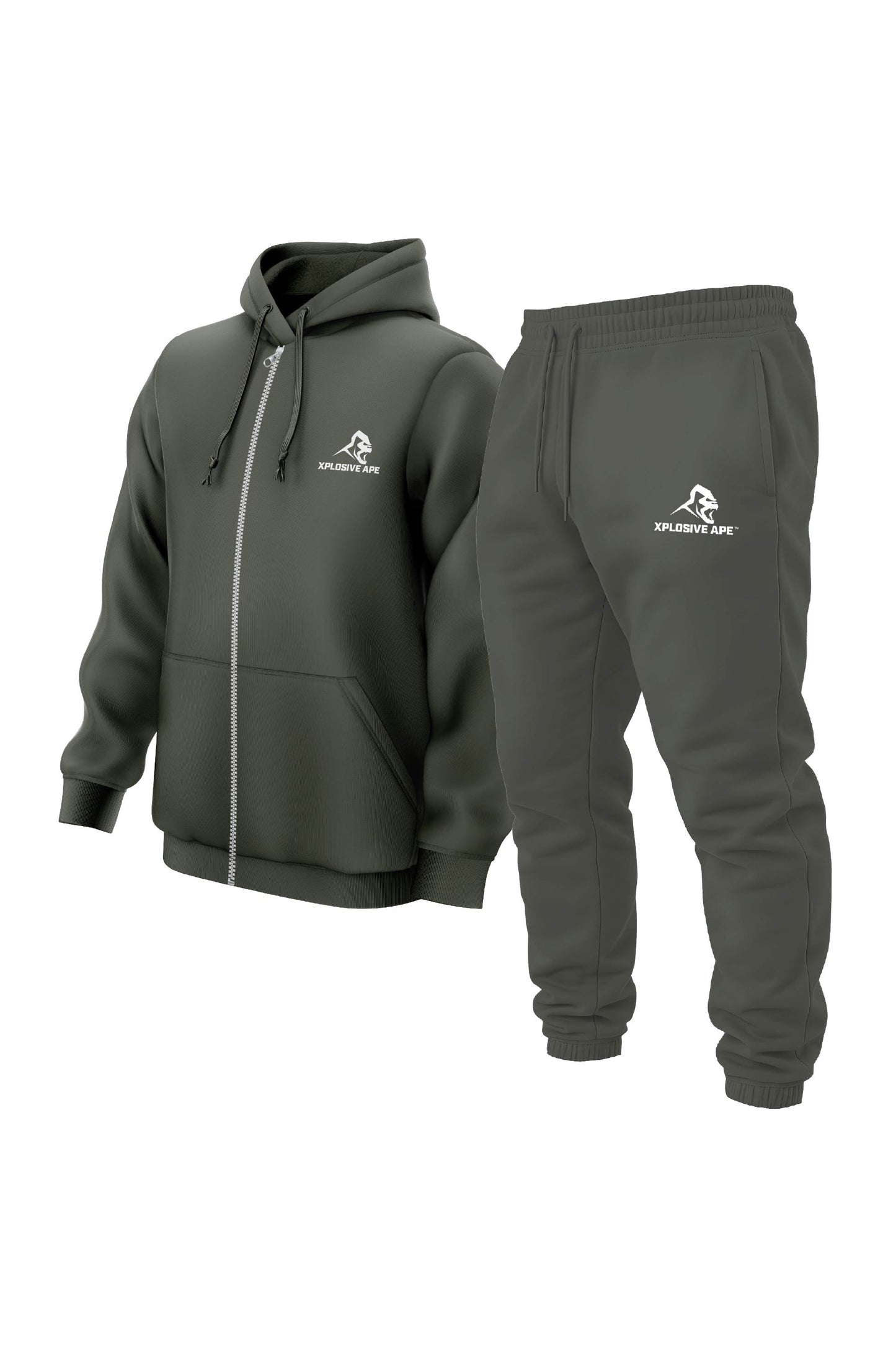 XAPE Prime V2 Zip Hoodie & Joggers Combo - Olive Green