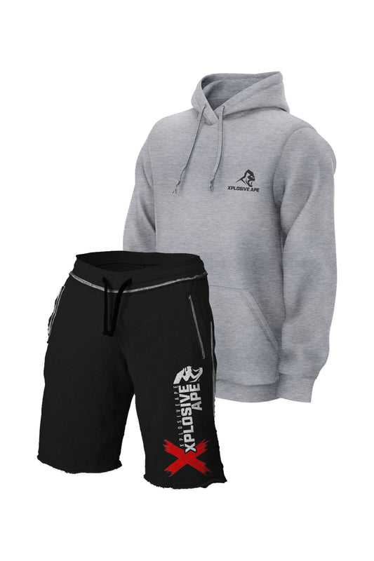 XAPE Essential Grey Hoodie & Reinvent Black Shorts Bundle