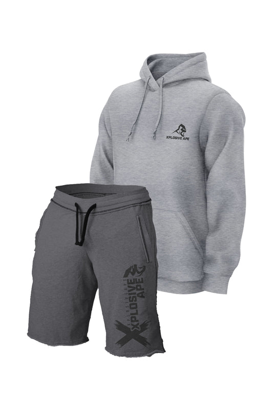 XAPE Essential Grey Hoodie & Reinvent Dark Grey Shorts Bundle