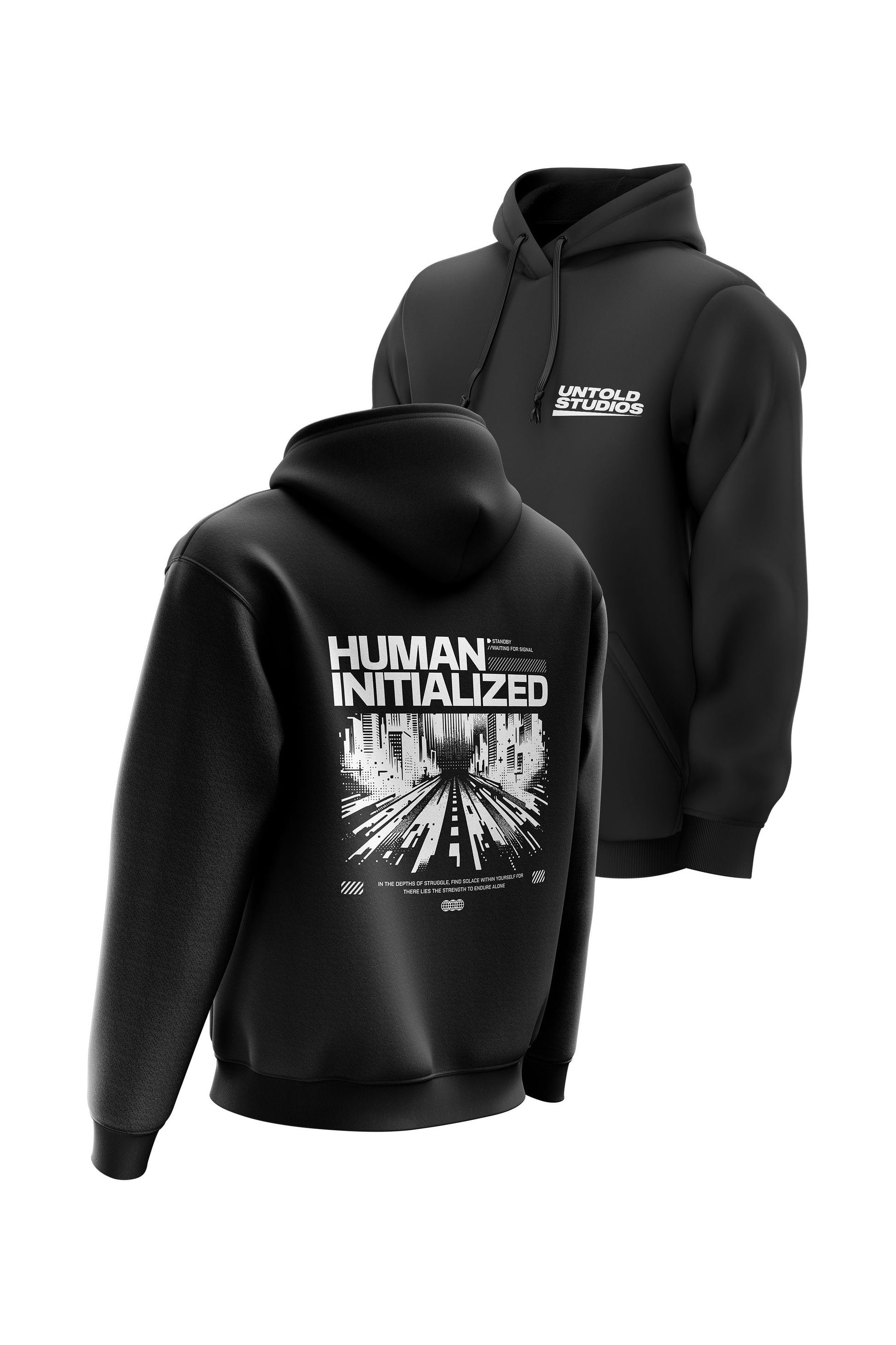 Untold Studios Human Initialized Urban Streetwear Hoodie - Black