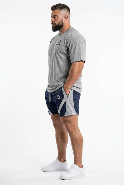 XAPE Essential Tee & Nightfall War Shorts Combo - Sports Grey/Purple