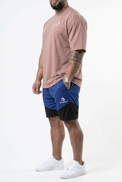 XAPE Smackdown OS Tee & Rogue Combat Shorts Combo - Dusty Pink/Blue