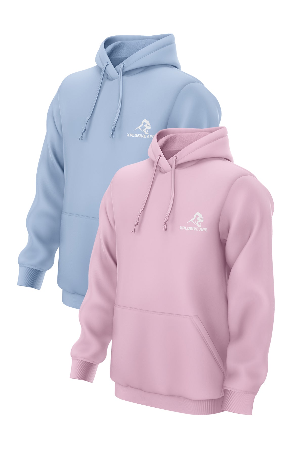 XAPE Essential 2 Hoodies Combo - Light Pink/Light Blue