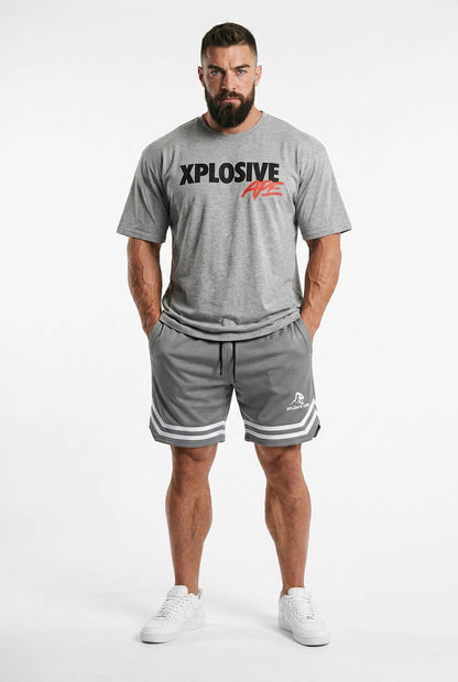 XAPE Holder V2 Tee & Strike Shorts Combo - Sports Grey/Grey