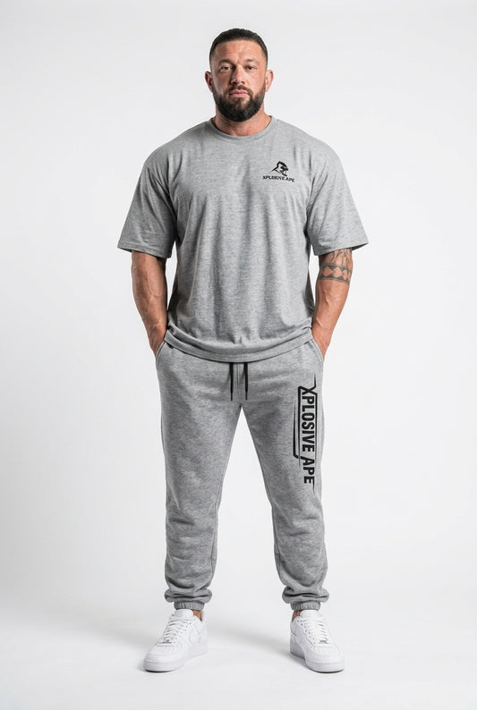 XAPE Essential Tee & Strike Joggers Combo - Sports Grey