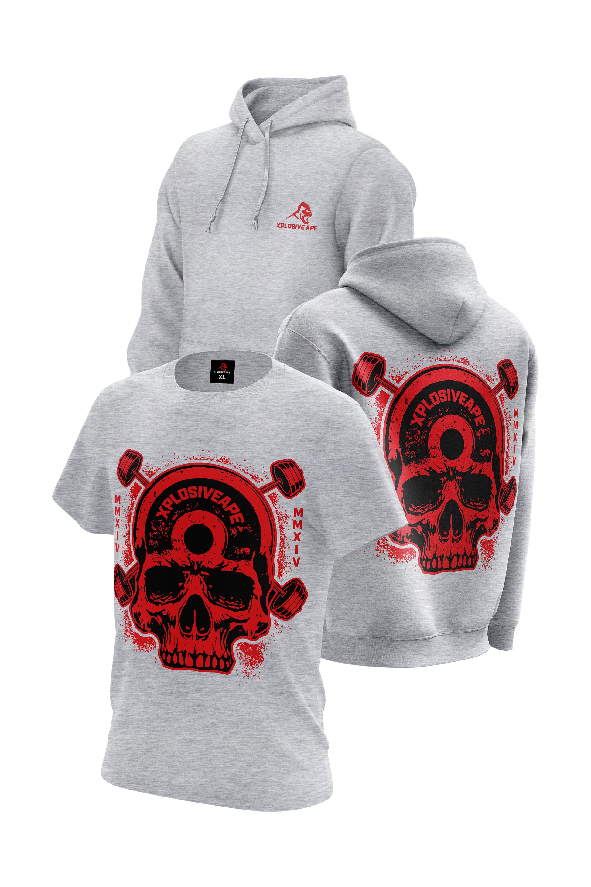 XAPE Metalhead Hoodie & Tee Combo - Sports Grey