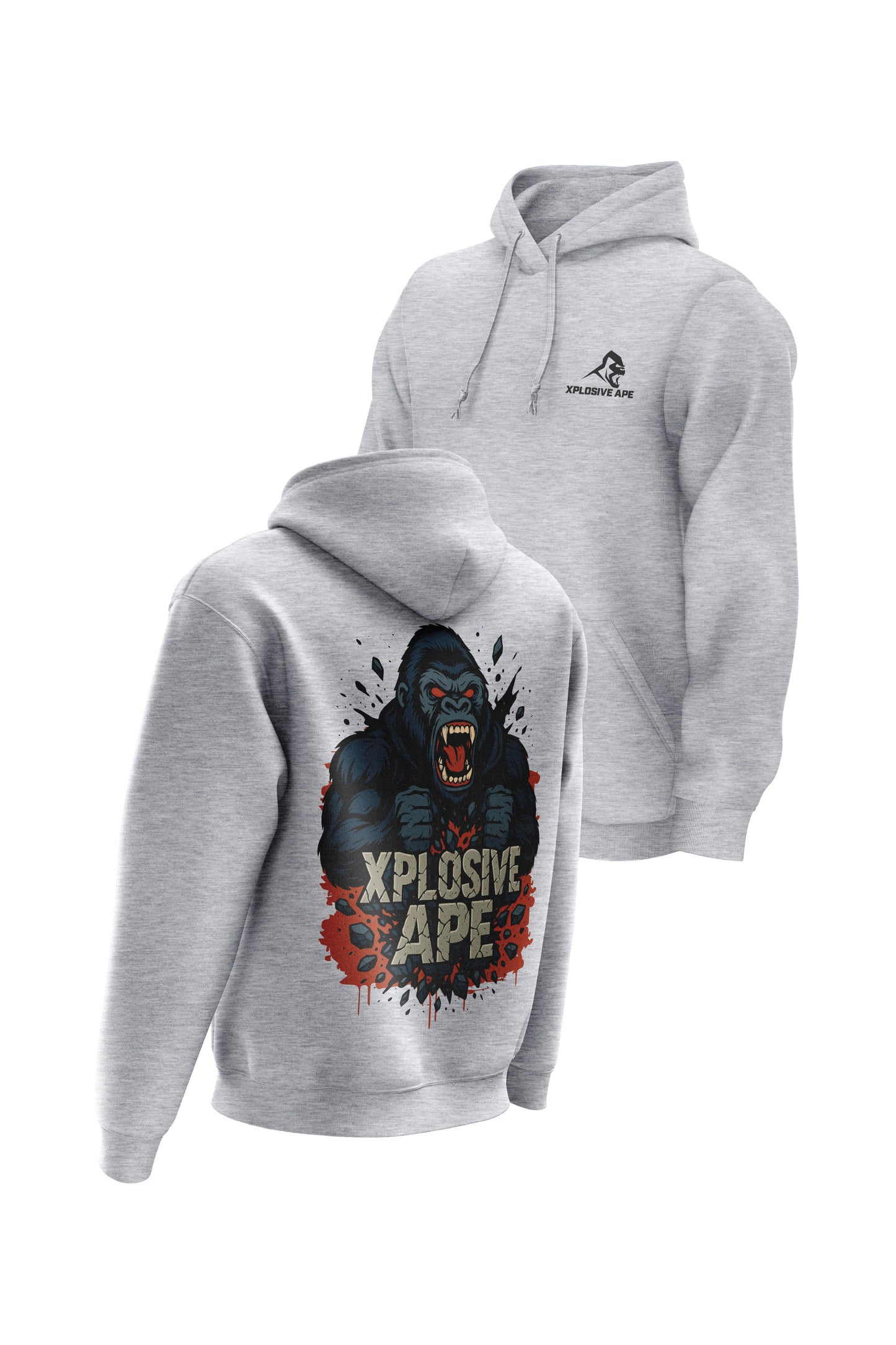 XAPE Ape Smash String Hoodie - Sports Grey