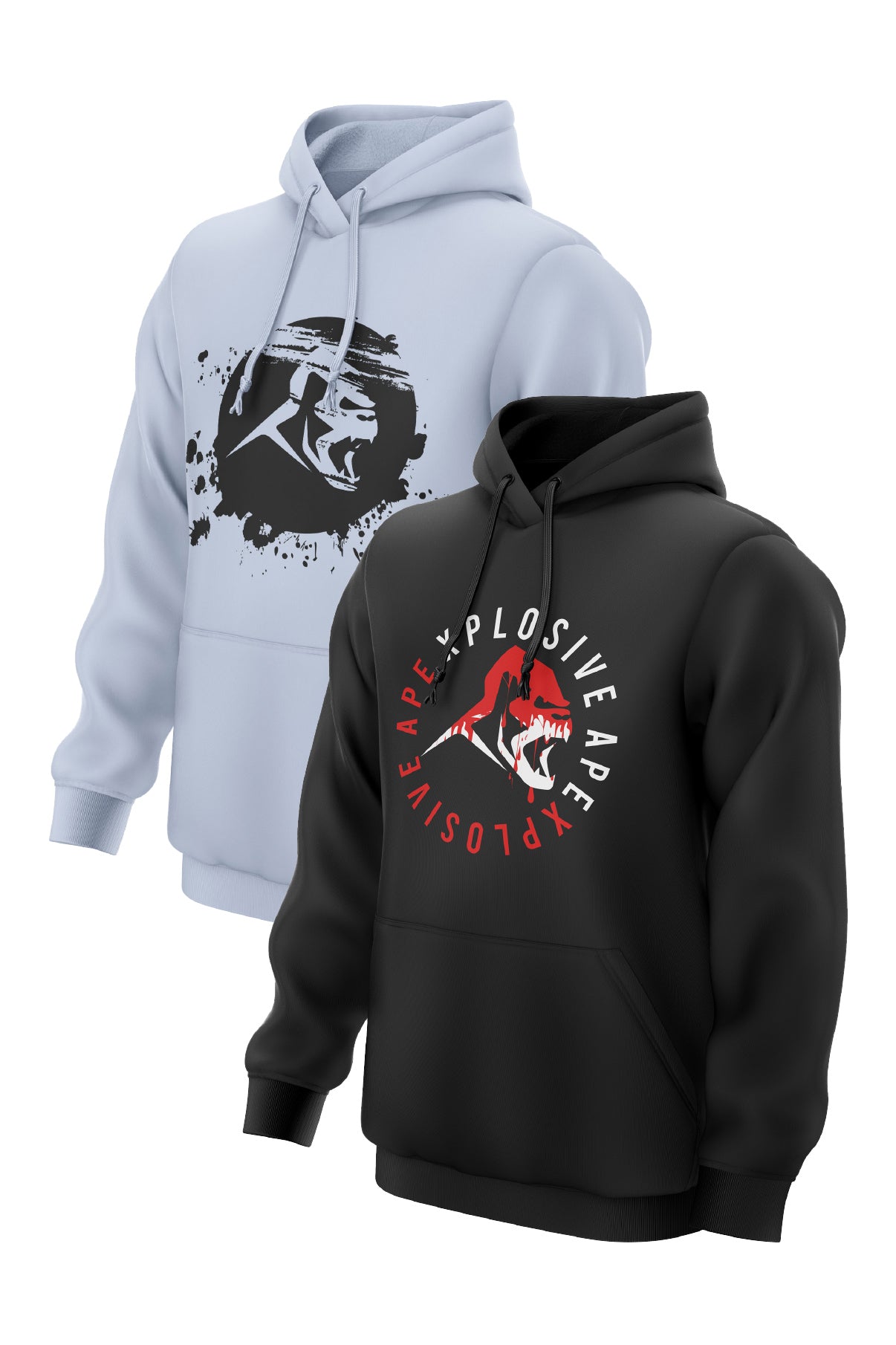 XAPE Bloodshed & Rumble 2 Hoodies Combo - Black/Light Blue