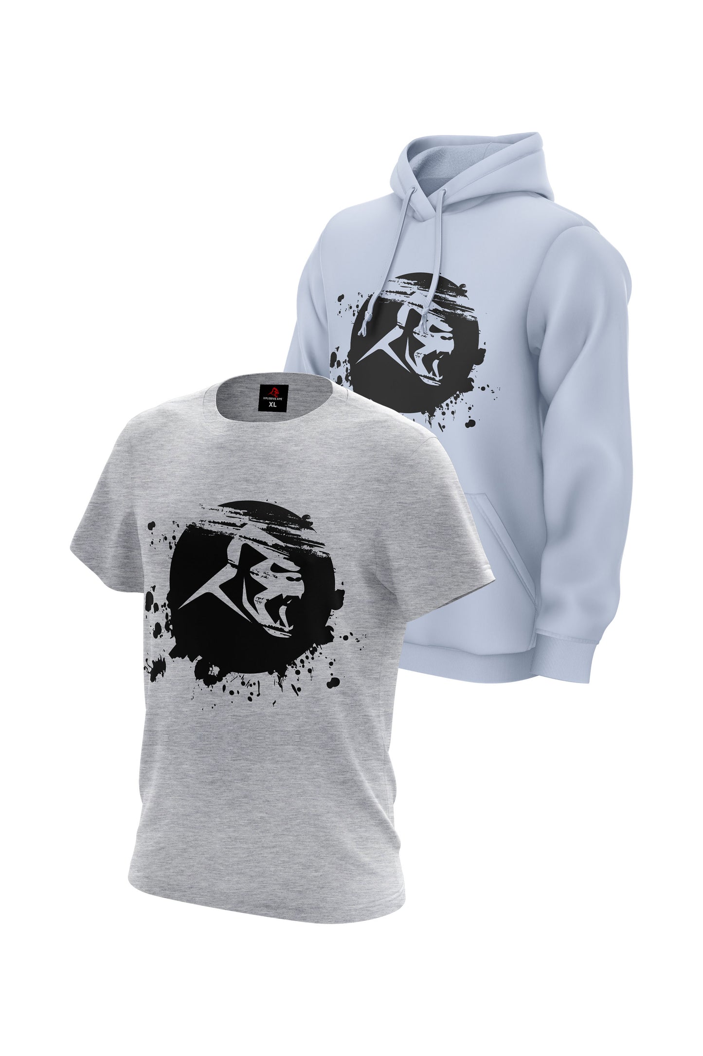 XAPE Rumble Hoodie & Tee Combo - Light Blue/Sports Grey