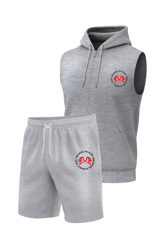 XAPE Training Division Sleeveless Hoodie & Shorts Combo - Sports Grey
