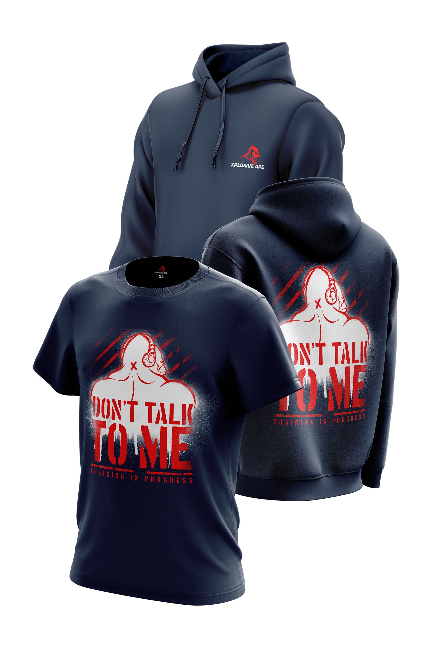 XAPE Don't Talk To Me Hoodie & Tee Combo - Navy