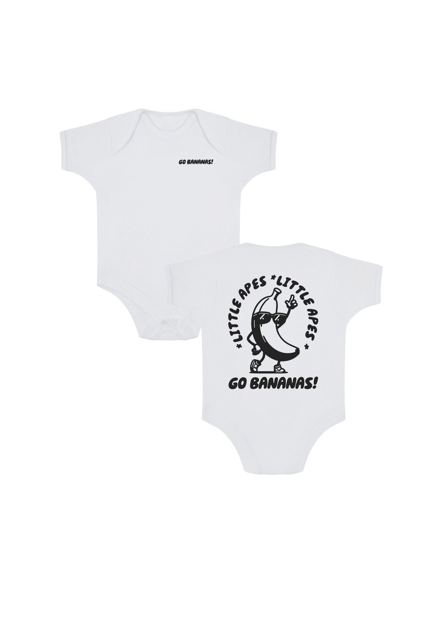 Little Apes Go Bananas Baby Body Suit - White