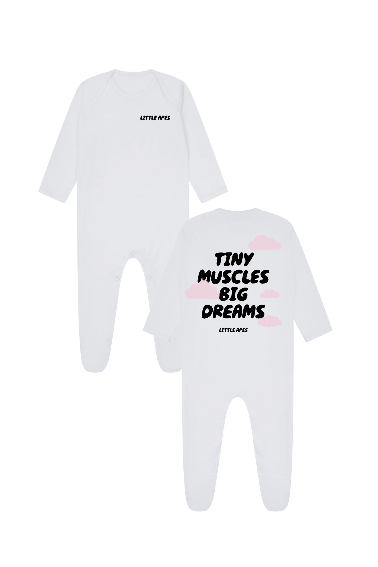 Little Apes Tiny Muscles Baby Romper Suit - White