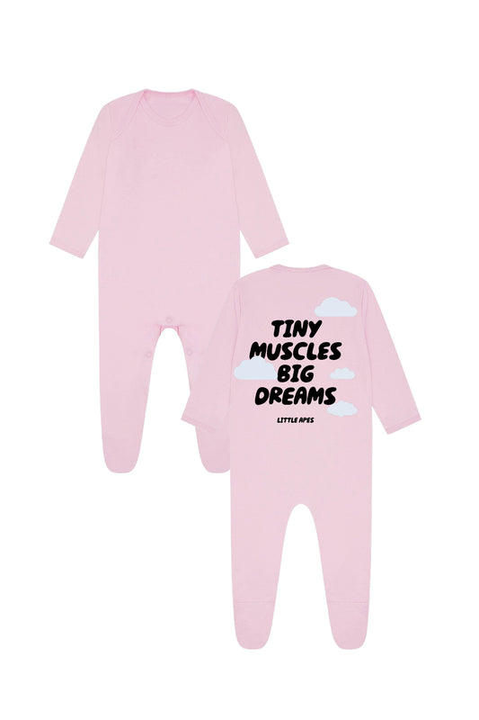 Little Apes Tiny Muscles Baby Romper Suit - Light Pink