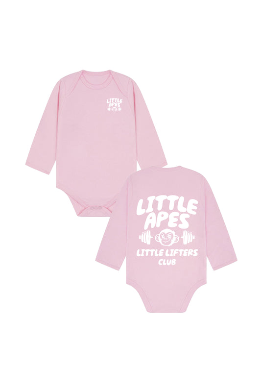 Little Apes Little Lifters Club Baby Long Sleeve Body Suit - Light Pink