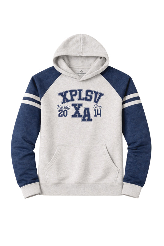 XAPE Speed Camp Raglan Hoodie - Oatmeal Heather/Indigo