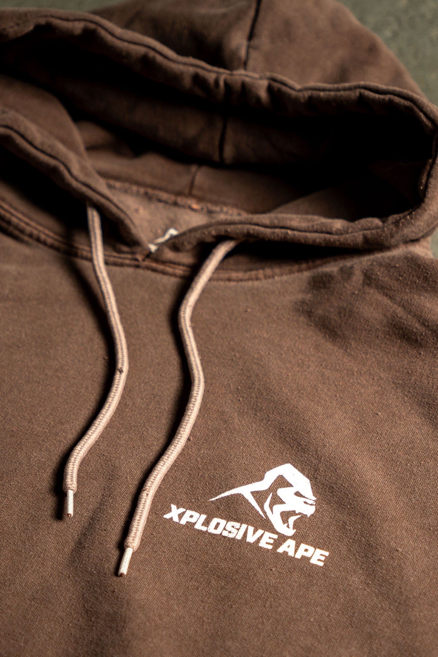 XAPE Vintage Wash String Hoodie - Brown
