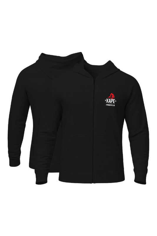 XAPE Classic Strength Logo Oversized Zip Hoodie - Black
